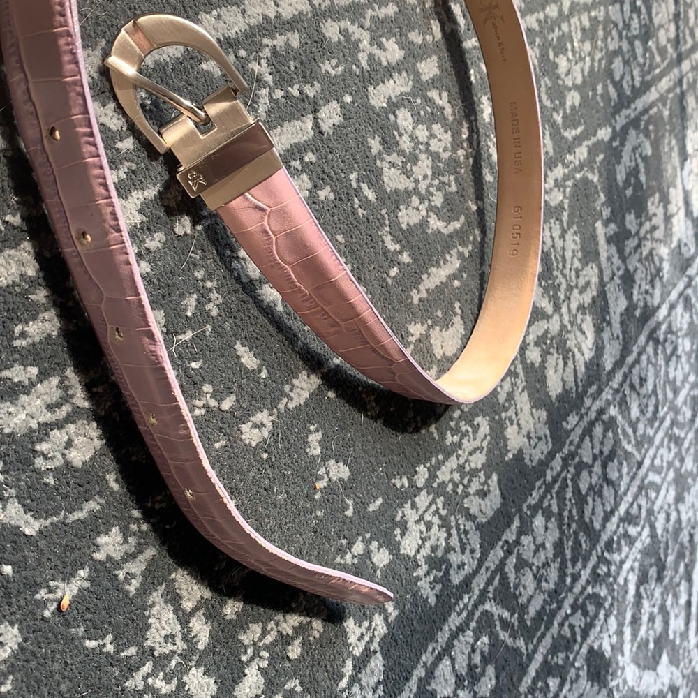 CalvinKlein Lavender ItalianAlligator leather belt
